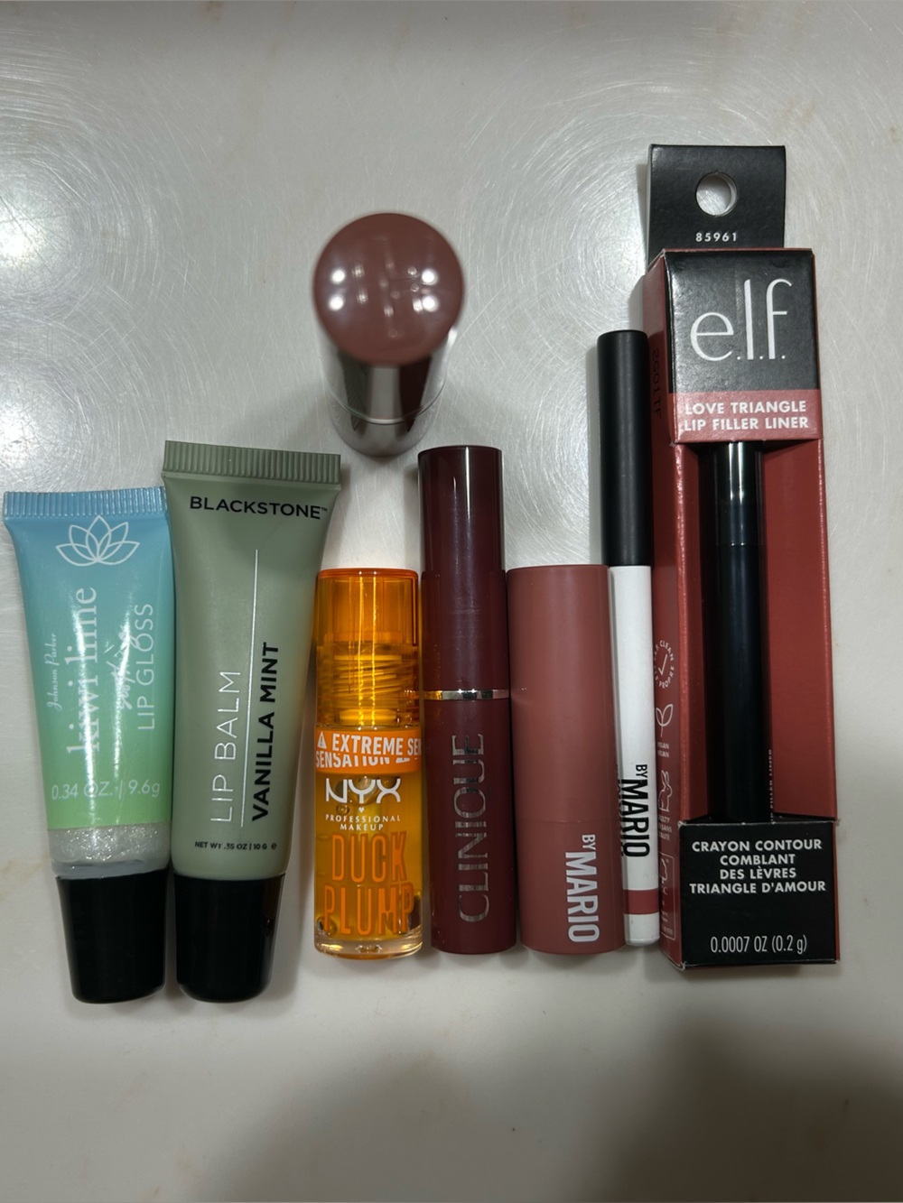 8 Pc ELF Makeup By Mario NYX Clinique Balm Gloss Lipstick Lip Bundle Lot Beauty